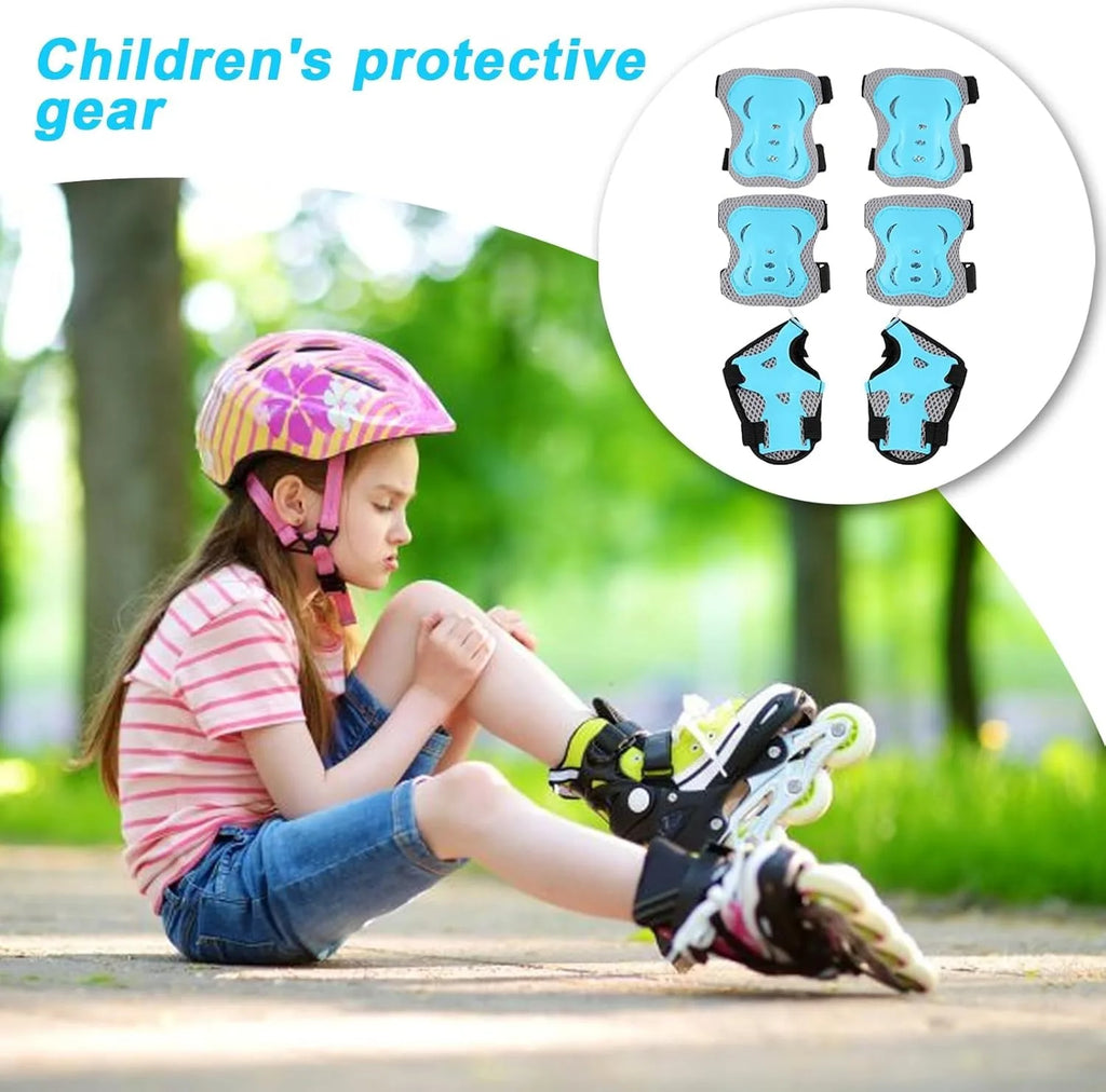 Kids Knee Pads Elbow Pads Age 3-7 Toddler Boys Girls, 6 In 1 Protective Gear Safety Set with Wrist Guard for Skating Cycling Ne