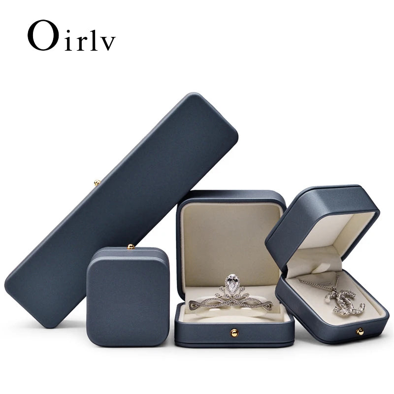 Oirlv Leather Jewelry Ring Box Jewelry Organizer Necklace Pendant Bracelet Long Chain Storage Box Packaging Gift Box for Wedding