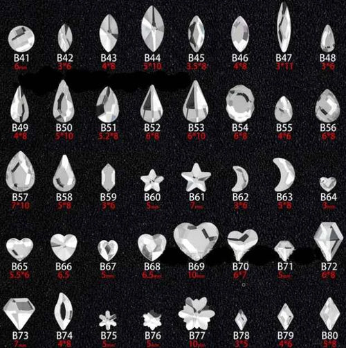 100PCS B41-80 Flat Bottom Special-Shaped Drill  Crystal Sleek Rhinestone 3D Manicure Nail Art Decoration Charms Jewelry