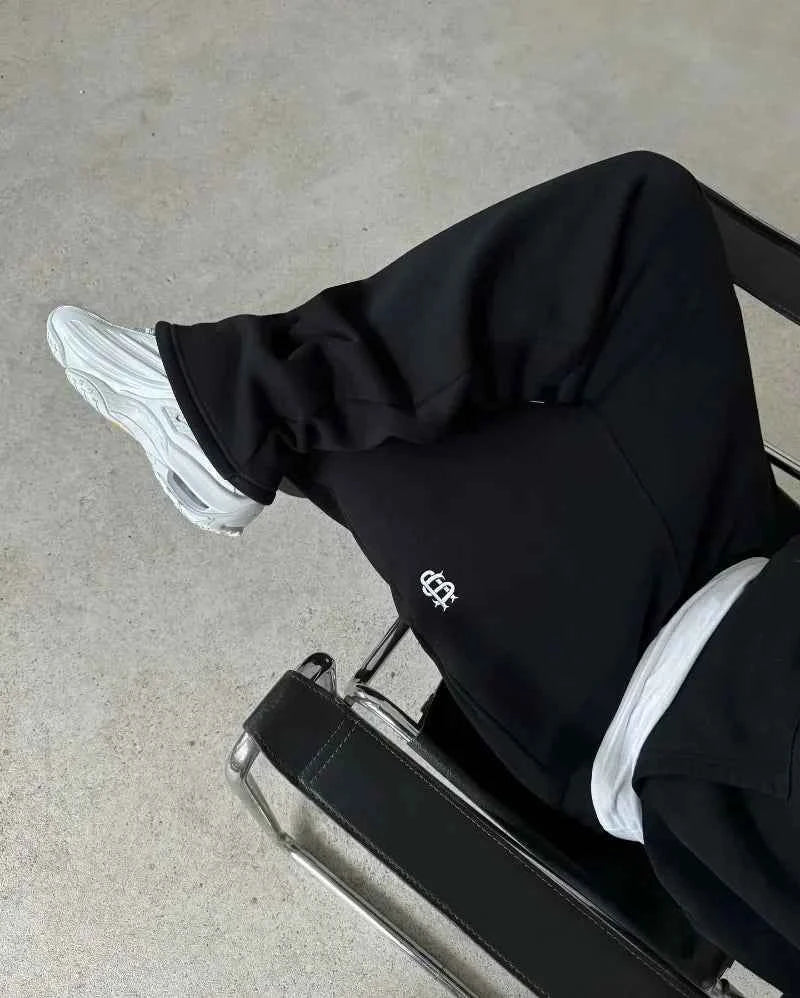 Y2K Retro Straight Pants Tracksuit Streetwear Pants Personalized Pant Leg Zipper Embroidery  Hip Hop Casual Joggers Men Pants