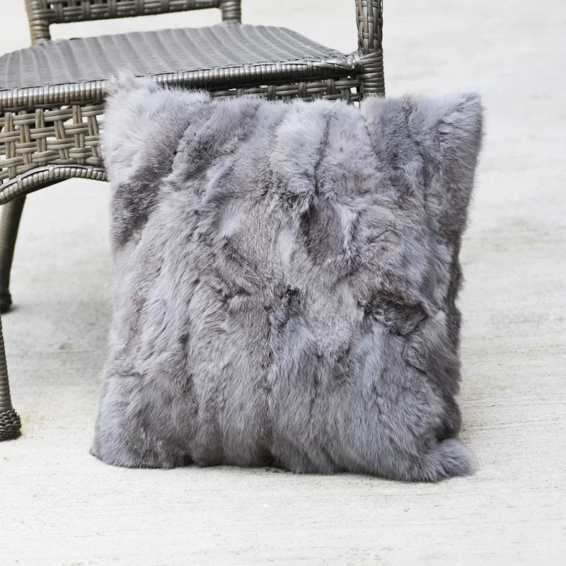 Soft and Warm Real Rabbit Fur Patchwork Pillow Case, Free Shipping, CX-D-17, Free Shipping