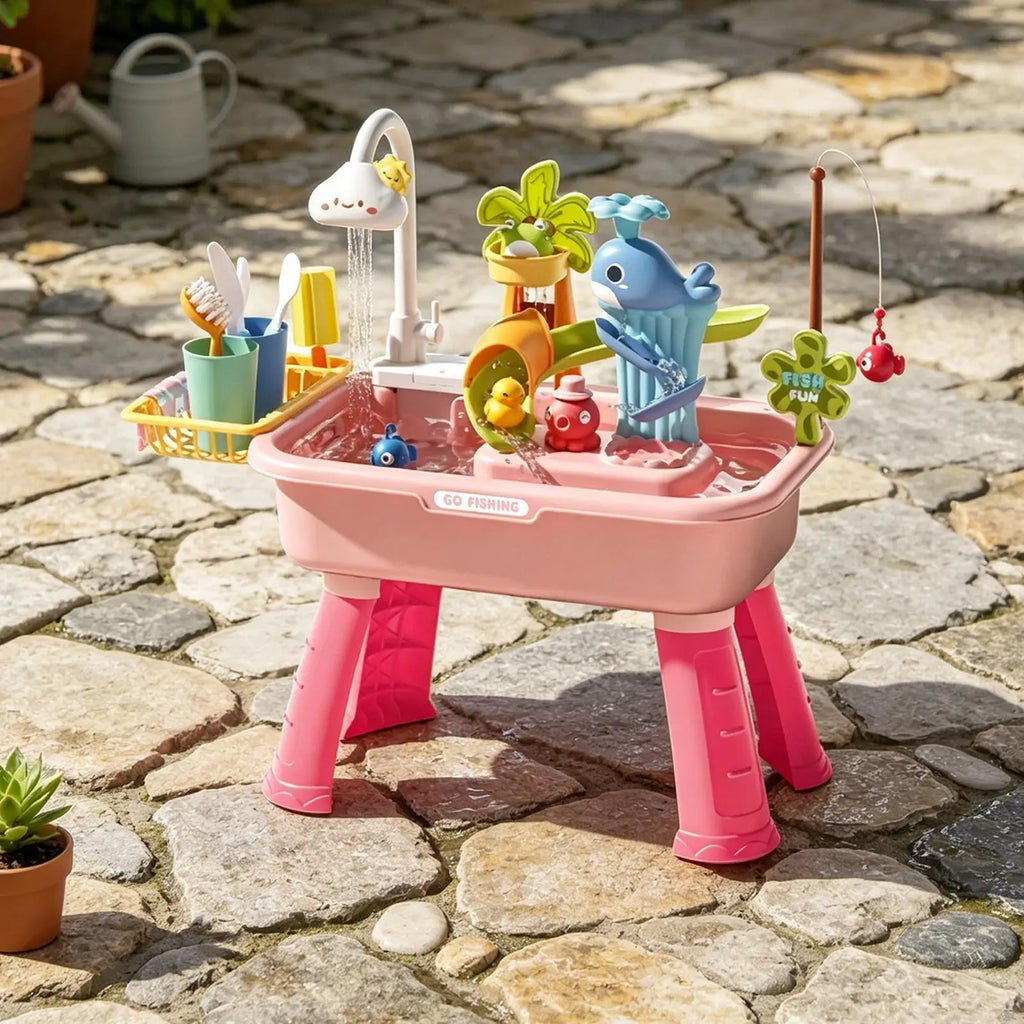 Water Table for Kids Summer Toys Play Sink with Running Water for Boys Girls Preschoolers Backyard Patio Beach Camping Daycare