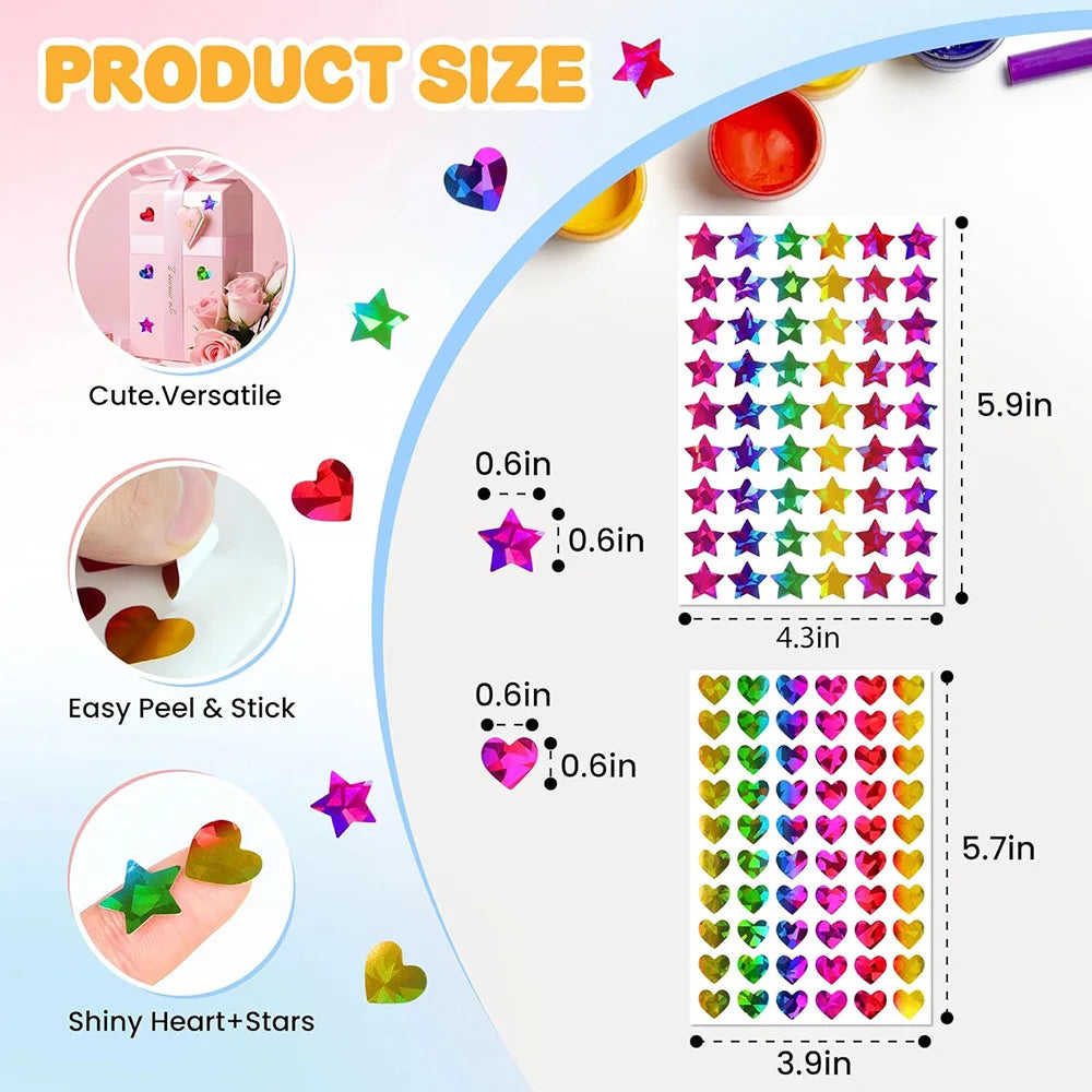 Kids Reward Sticker Stars Flowers Hearts Dots Sparkly Holographic Stickers Behavior Chart School Student Supplies DIY Decoration