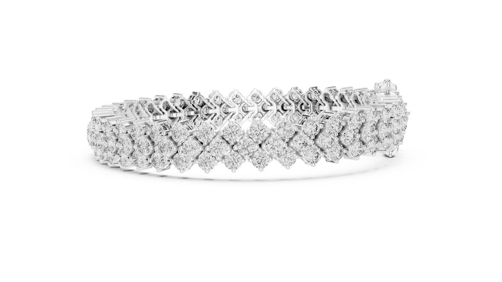 UNIQUE LAB GROWN CUT DIAMOND RHODIUM PLATED LUXURY TENNIS BRACELET SET 18KT WHITE GOLD DAILY OFFICE WEAR WEDDING ENGAGEMENT