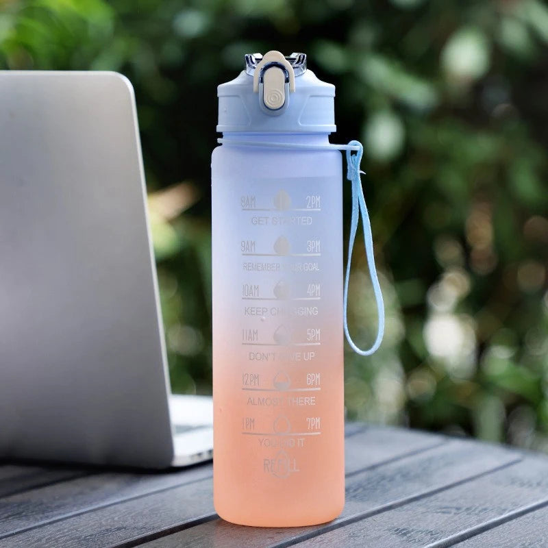 900ML Water Bottle Motivational Sports Bottle With Time Marker Leak-proof Cup Fitness BPA Free Portable Drinkware For Outdoor