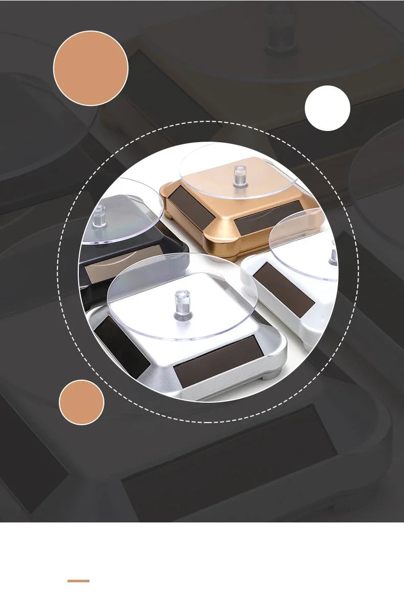 Solar Showcase 360 Automatic Rotating Turntable Jewelry Organizer Jade Ware Necklace Bracelet Watch Phone Display Stand