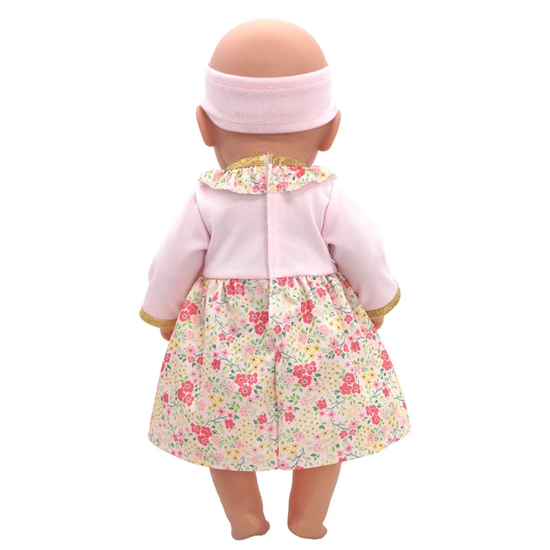 18 Inch Baby Doll Winter Clothes Set Crochet Sweater Scarf Hat Gloves New Year Apparel for 43 Cm Girl Dolls