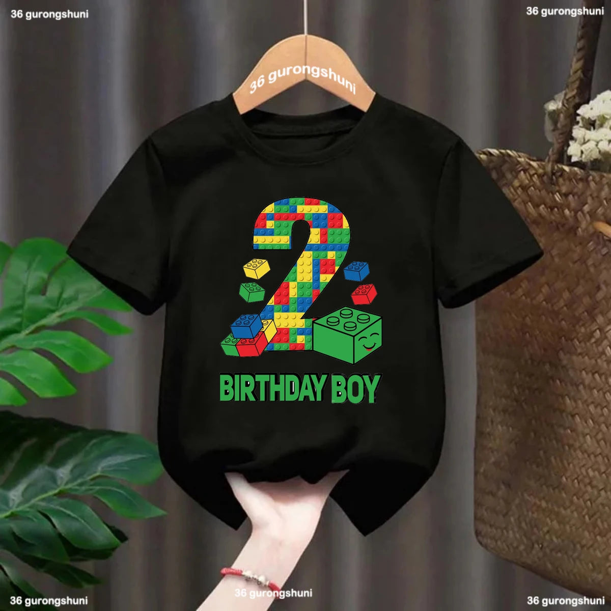 Building Blocks 1-10 Birthday Boys T-shirt Funny Block Graphic Print Toddler T-shirt Gifts kids Birthday Party Clothing T-shirt