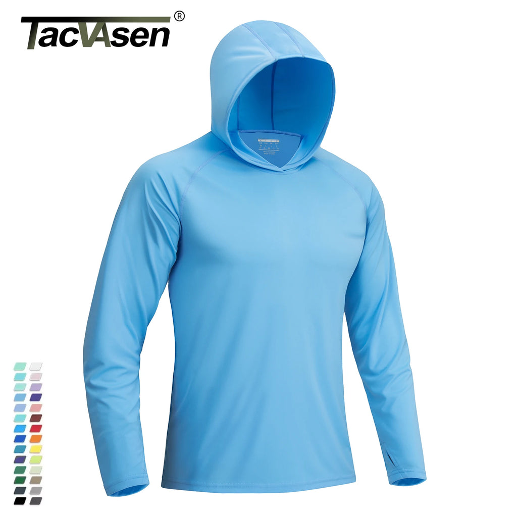 TACVASEN Sun Protection Shirts Mens Long Sleeve Hoodie Casual UV-Proof T-Shirts Breathable Lightweight Quick Dry T shirts Swim