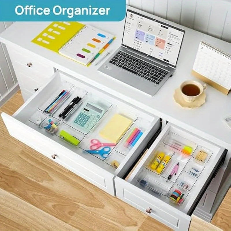 88/6/9Transparent Plastic Drawer Storage Set, Bathroom Drawer Storage Tray Storage Box, Suitable for Makeup Vanity, Kitchen Gadg