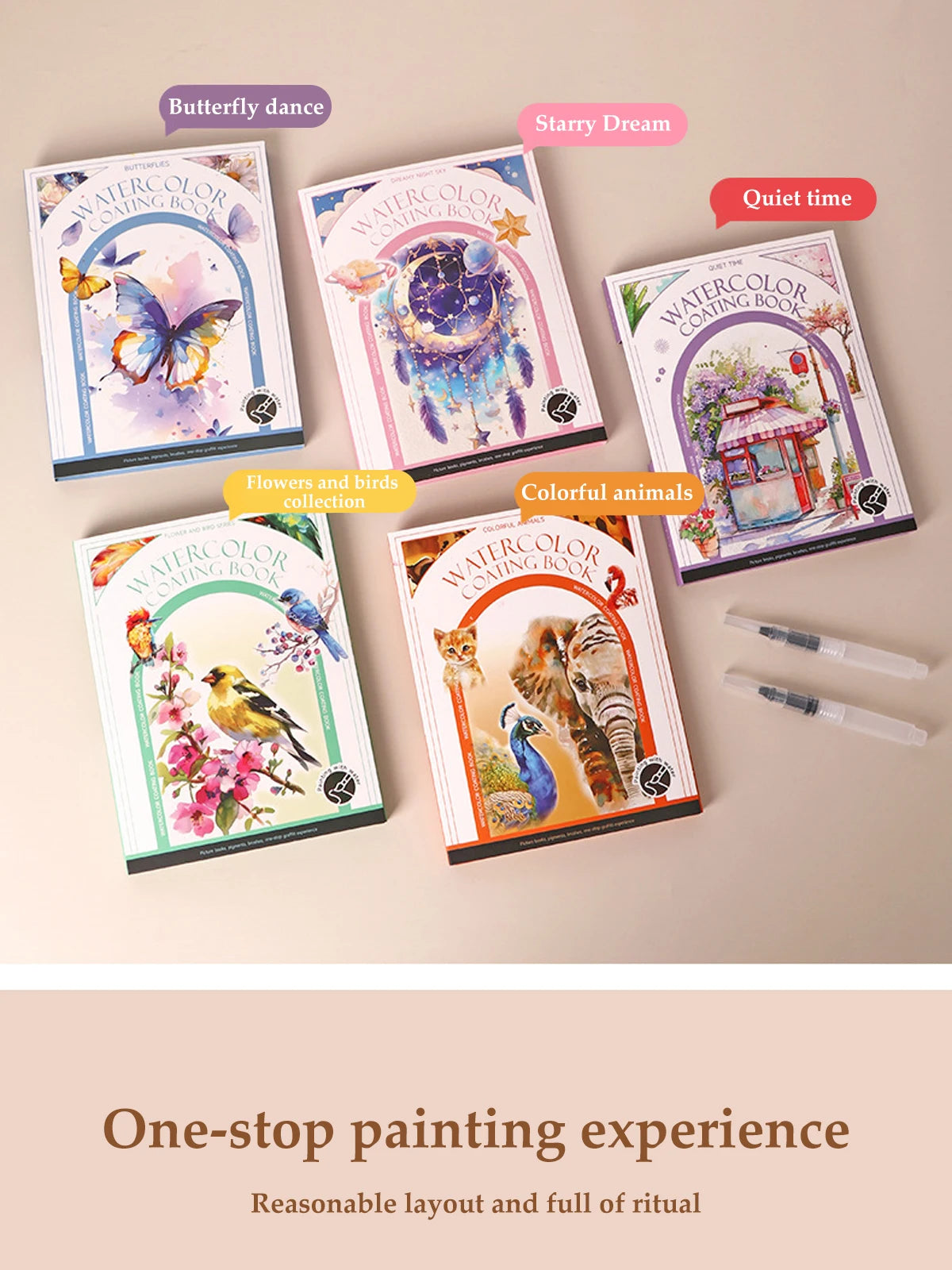 Kids Watercolor Coloring Book Educational Art Activity Reusable Non-Toxic Painting Kit for Toddlers&Creative Learning DIY Crafts