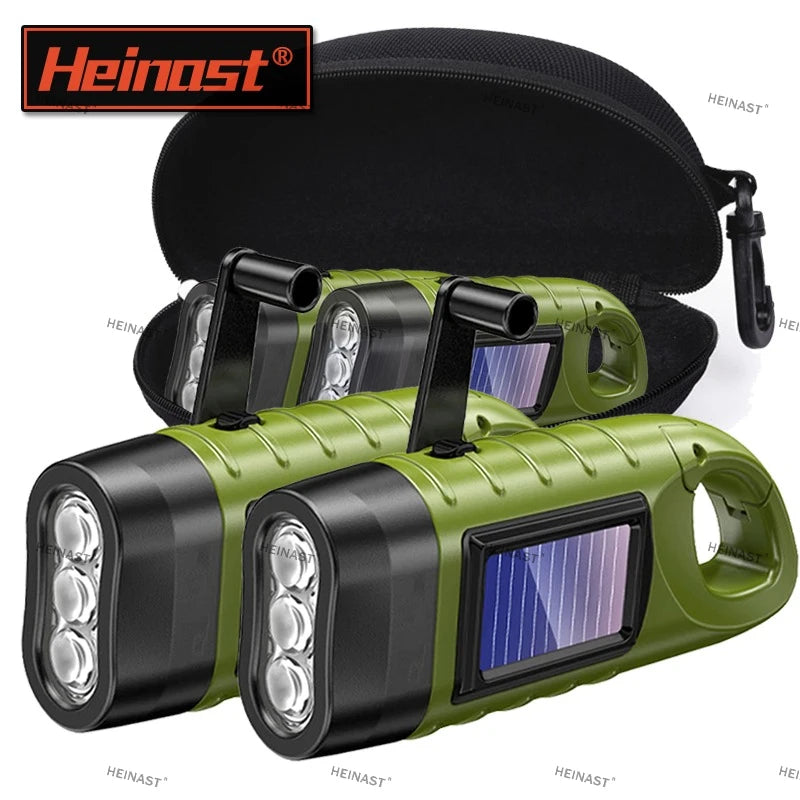 Solar Hand Crank LED Flashlight – Rechargeable Emergency Lamp