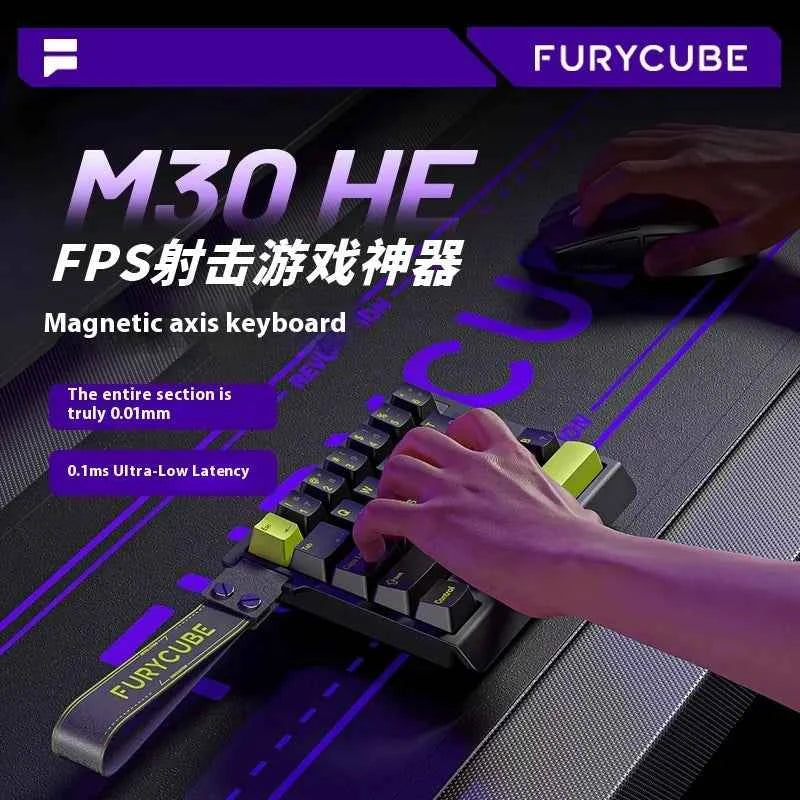 FURYCUBE M30 HE Hall Effect Gaming Keyboard Mini Keypad RT0.01mm 0.1ms Latency Support SOCD MT Valorant FPS Wired Game Keyboard