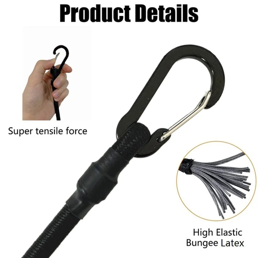150CM-210CM Heavy Duty Bungee Cord Elastic Tie Strap String Carabiner Hooks Cycling Luggage Packing Ropes Camping  Accessories