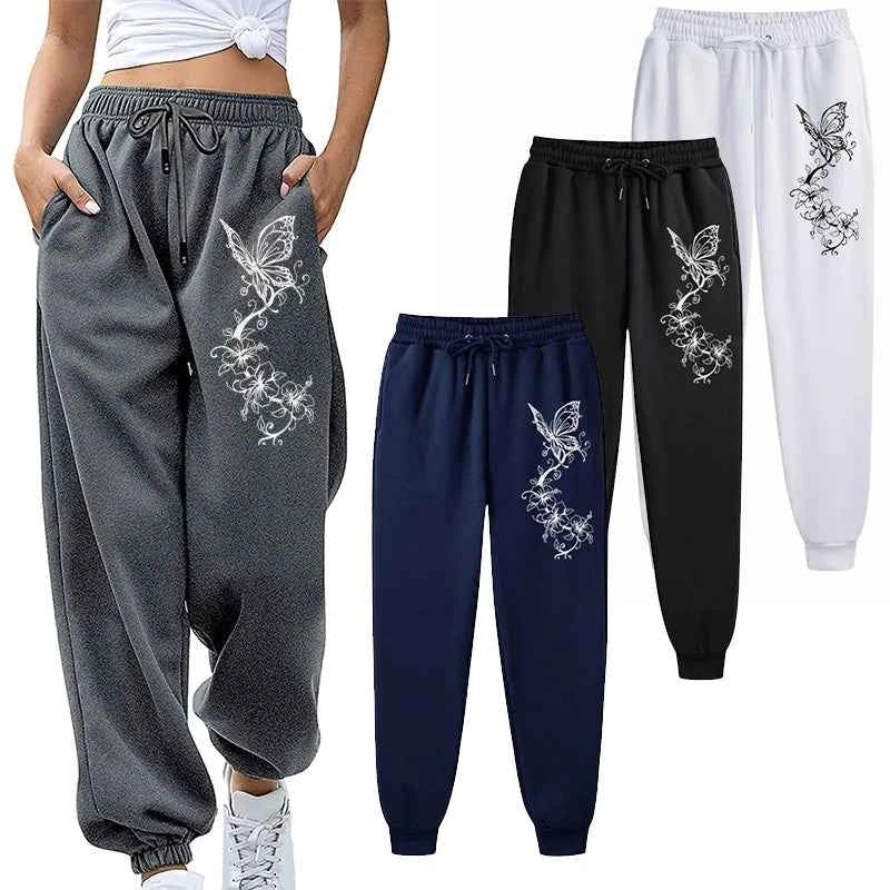 Fashion Floral & Butterfly Print Sports Pants Women's High Quality Pants Jogging Pants Women's Leisure Fitness Jogging Pants