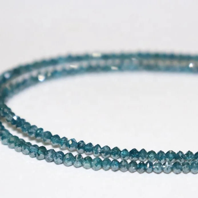 AAA Grade Natural Blue Diamond Faceted Rondelle Beads 1.8-2.2mm 11.5 Carat 38cm Strand Length Hole Diameter 0.5mm Indian Gem