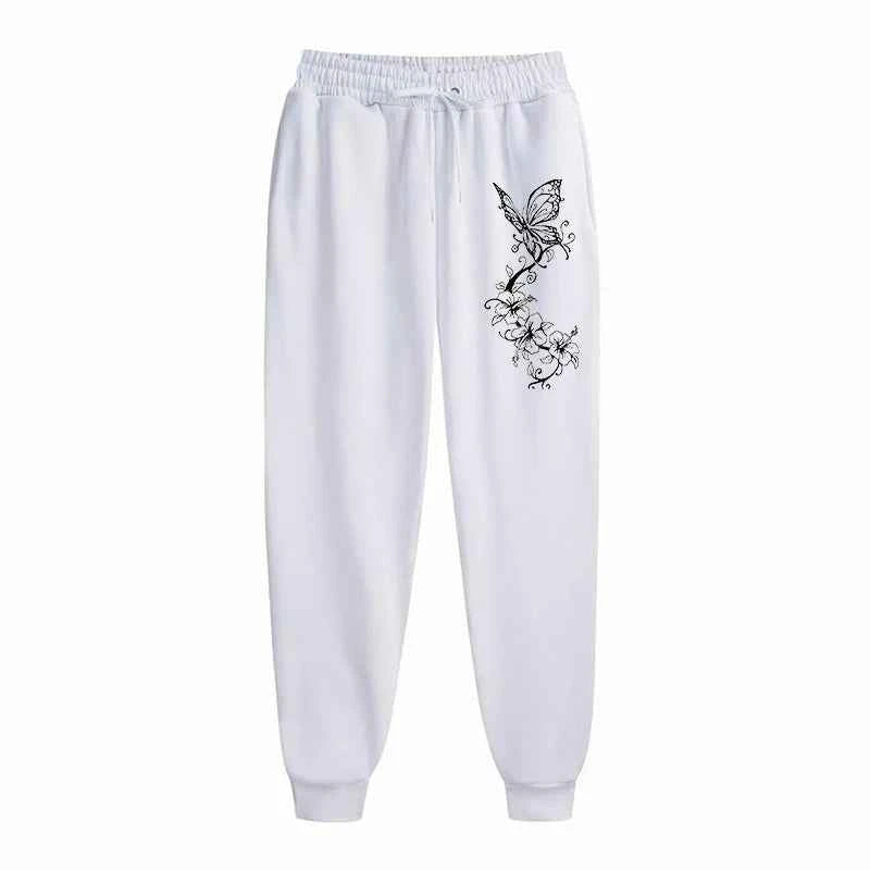 Fashion Floral & Butterfly Print Sports Pants Women's High Quality Pants Jogging Pants Women's Leisure Fitness Jogging Pants