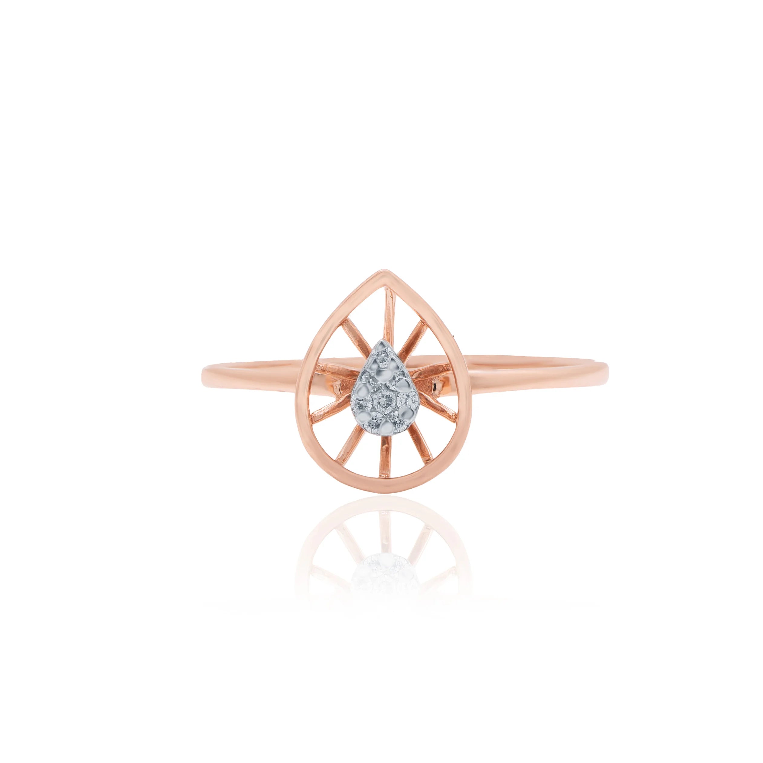 elegant 0.04 carat igi certified natural round brilliant cut diamond ring in premium vs si clarity solid rose gold