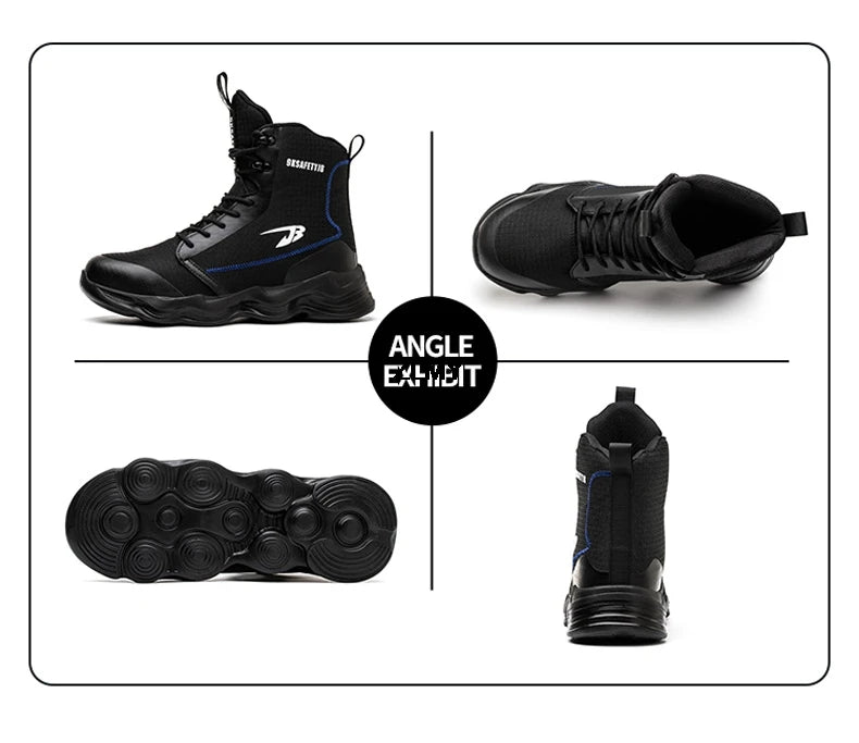 Dropshipping Men Safety Shoes Steel Toe Sneaker Lighweight Work Safety Boots Man High Top Puncture Proof Work Shoes Anti-smash