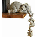 3 Figurines Éléphant Mère & Bébés – Déco Cheminée, Résine, Accroche-Étagère