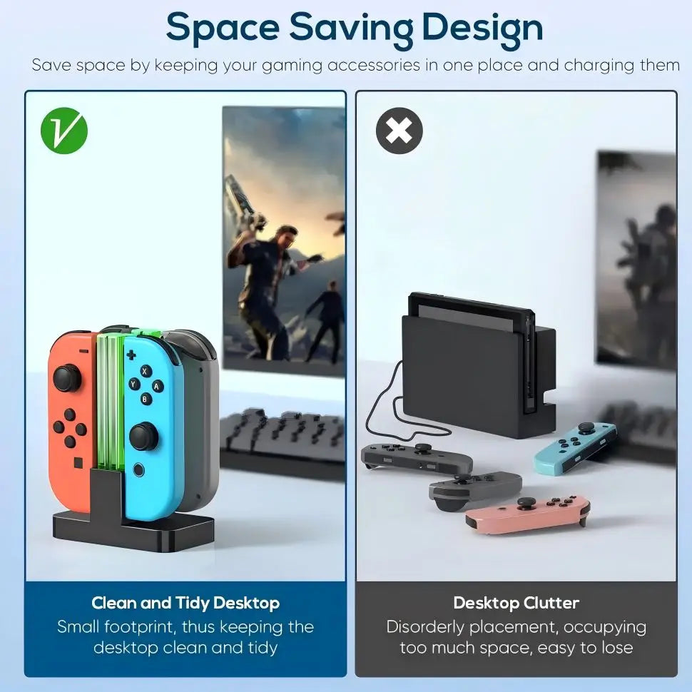 4 In 1 LED Charger Stand Dock Station Indicater for Nintendo Switch NS for Joy-Con Controller Stand Holder Charging Dock Station