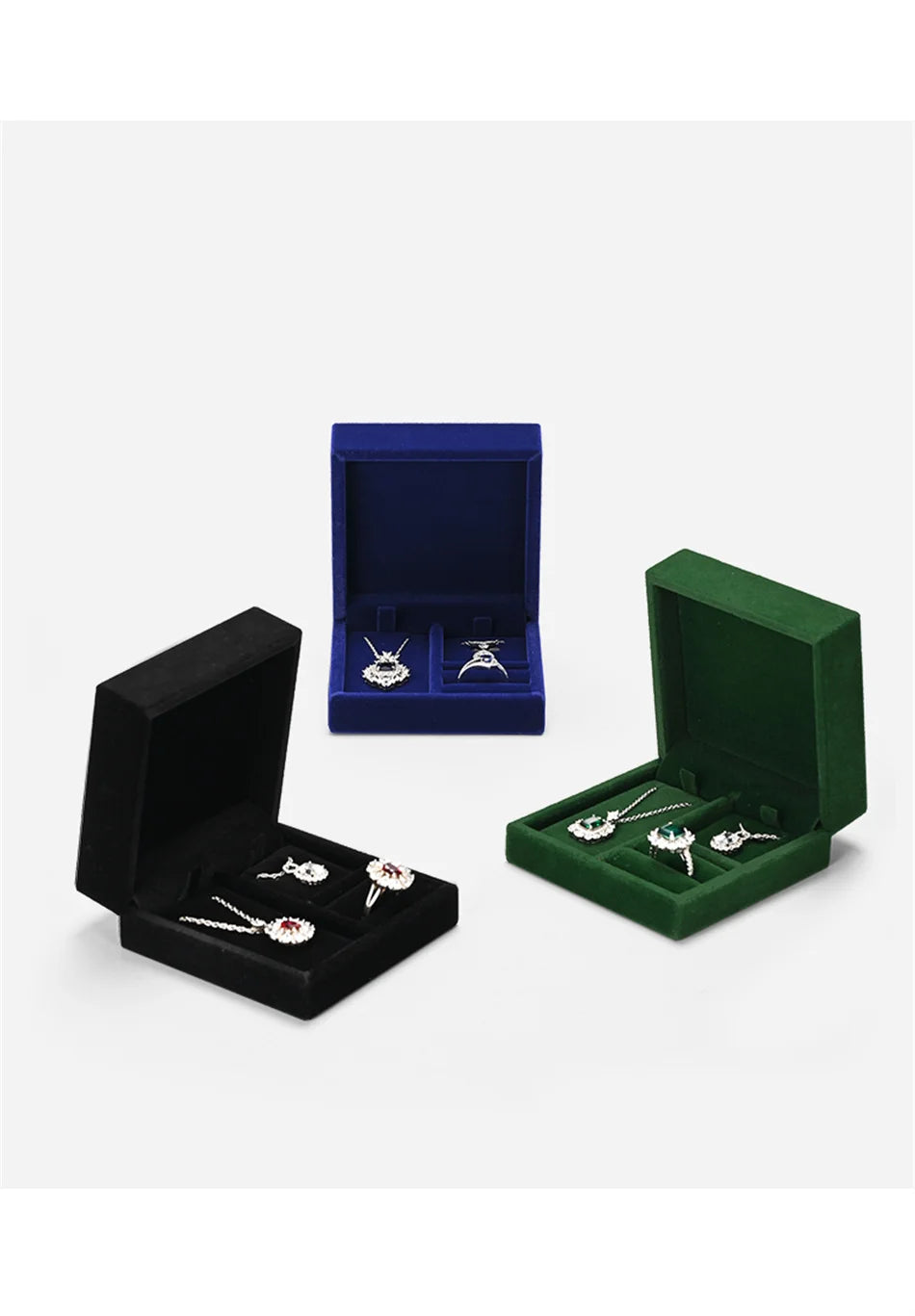 Oirlv Portable Velvet Jewelry Box Ring Box Necklace Pendant Storage Box Jewelry Accessories Wedding Gift Box Jewelry Organizer