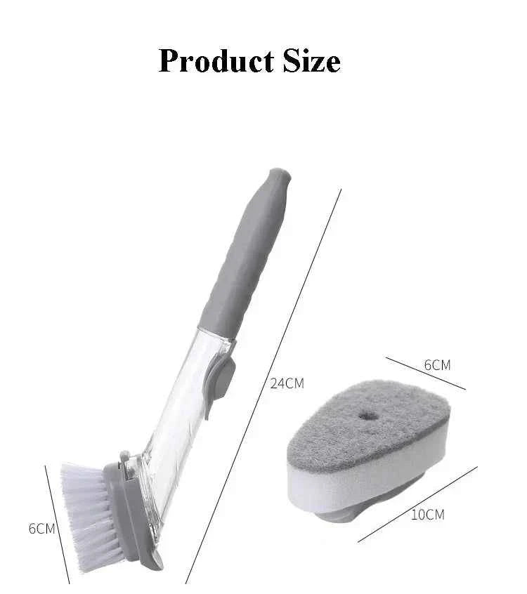 Kitchen Cleaning Brush 2 In 1 Long Handle Cleaing Brush with Removable Brush Sponge Dispenser Dishwashing Brush Kitchen Tools