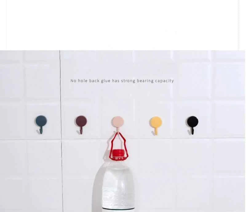 Self Adhesive Wall Hook Strong Without Drilling Coat Bag Bathroom Door Kitchen Towel Hanger Hooks Home Storage Accessories
