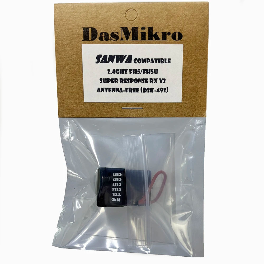 DASMIKRO DSK-492N FH5 COMPATIBLE ANTENNA-FREE RECEIVER V2 FOR SANWA FH-5 M17 M17S MT-5 MT-R FHSS-5