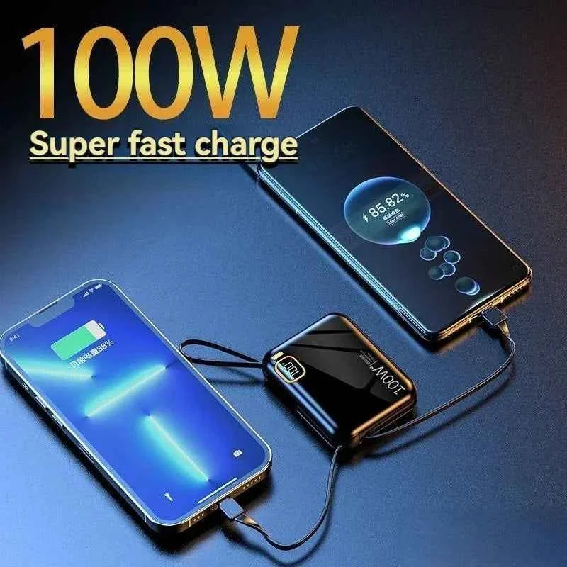 Portable 20000mAh Power Bank With Built-In Cables