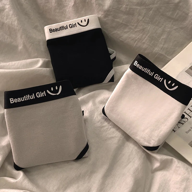 3Pcs/set Cotton Soft Breathbale Lingerie Black White Gray Daily Wear Underwear Women Panties Ladies and Girls Briefs M-XL