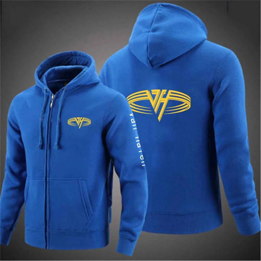 2024 Spring Autumn Van Halen Logo Printing Solid Color Classic Hooded Hoodies Men's Trendy Sports Casual Long Sleeve Loose Coat