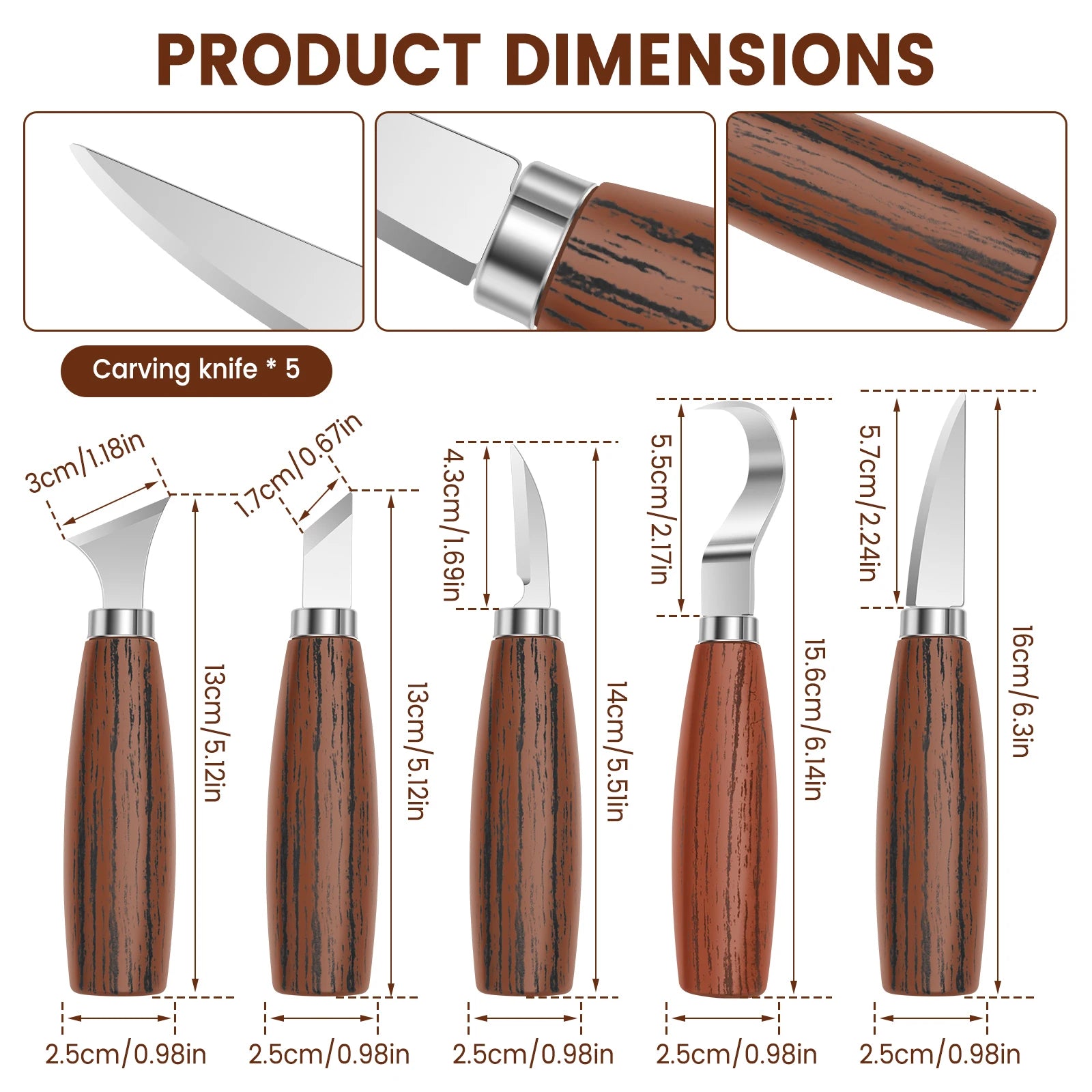 Wood Carving Tools Knife Kit for Whittling Spoon Ergonomic Carving Chisel Set Sharp Whittling Knife for Beginners Woodworking