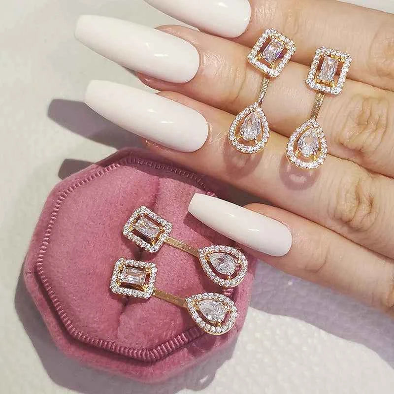 2023 New Arrivals Fashion Luxury silver color korean Zircon Stud Pink Earing Earrings For Women Girl Party Gift Jewelry Z7