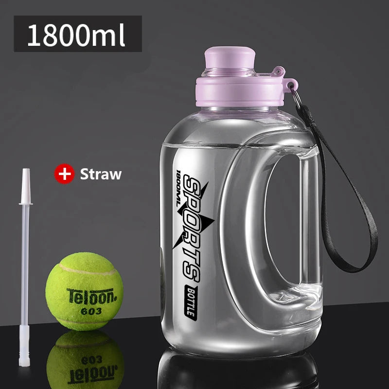 Large Capacity Water Bottle with Straw  & Strap Portable Handle BPA Free Eco-Friendly Perfect for Outdoor Sports and Fitness