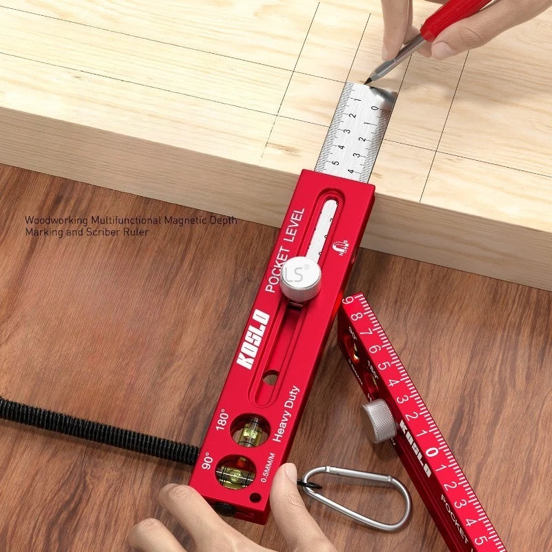 Woodworking ToolsRuler Precision Pocket Ruler Slide Ruler Inch/Metric T-Track Metal Slide Stops Aluminum Precision Rulerler