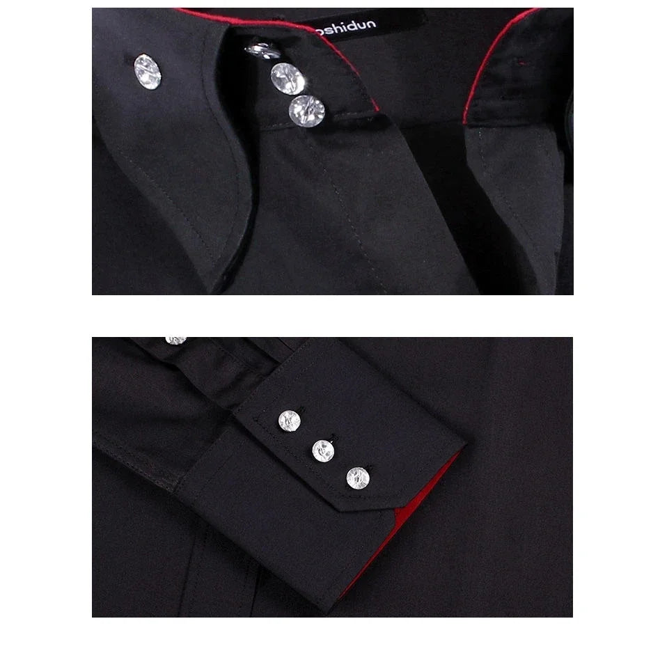 Men's Dress Shirts with New Stretch and Anti-Wrinkle Technology, Long Sleeve Business Blouse for Slim Fit Camisa Social