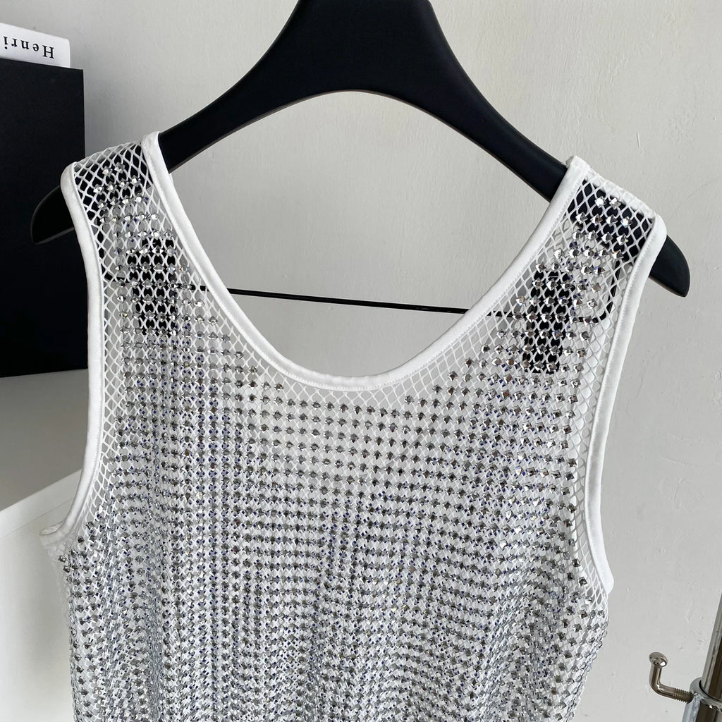 Ele Svel Women's Vest Summer Me Hollow Heavy Embroidery ort Design Street Sexy Top Faion Commute Sle Slim Fit