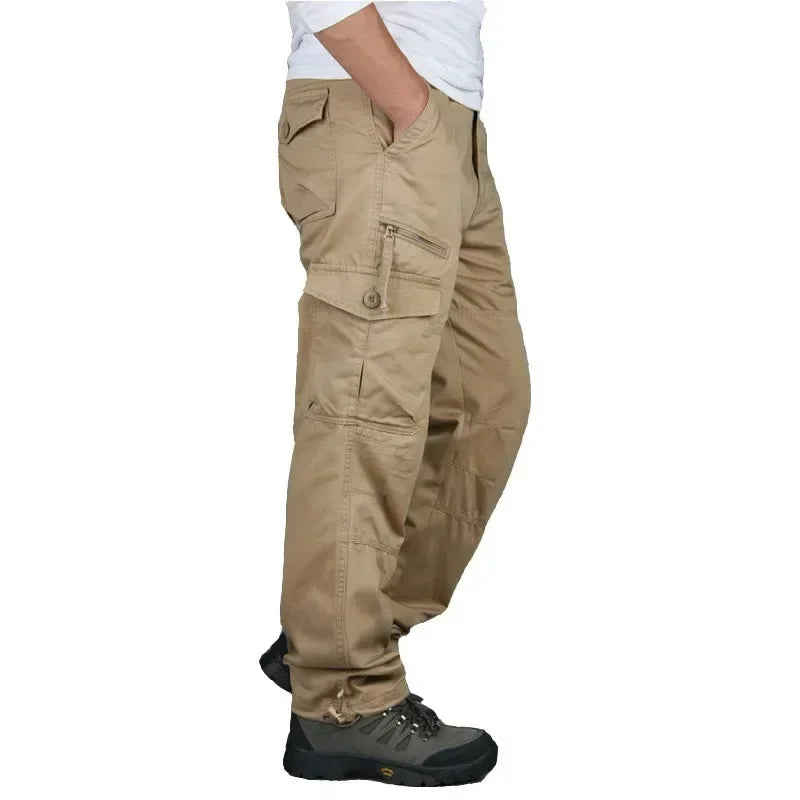 New Men's Pants Multi Pockets Baggy Men Outwear Straight Slacks  Workout Pants Outwear Casual Cotton Long Trousers