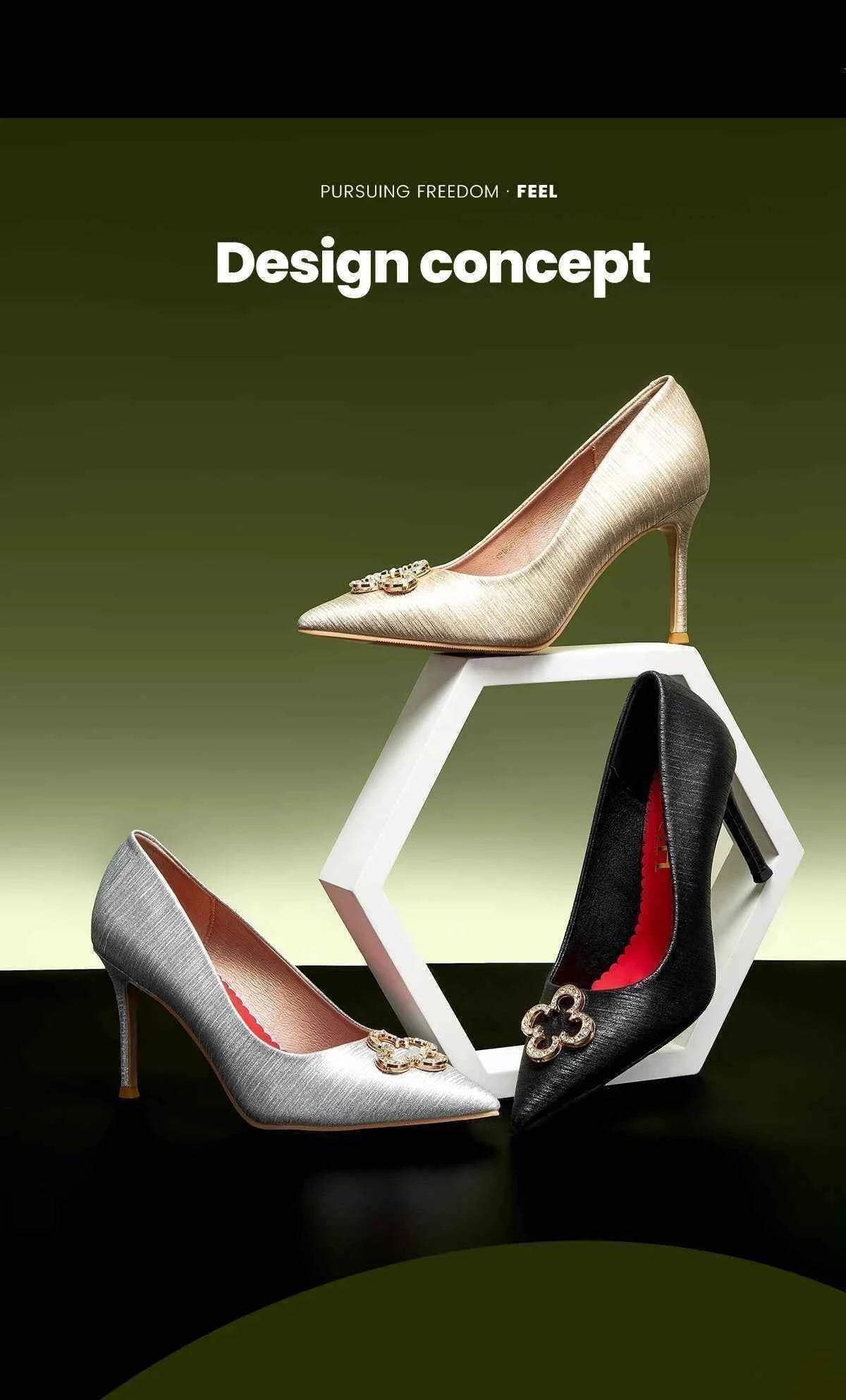 Fashion Classic Luxury Design Women's New High Heels Business Party Basic Metal Decorative High Heels