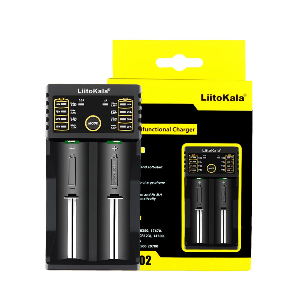 LiitoKala Lii-202 18650 Charger 1.2V/3.7V/3.2V/3.85V 21700 20700 2665014500 16340 NiMH li-ion battery Smart charger