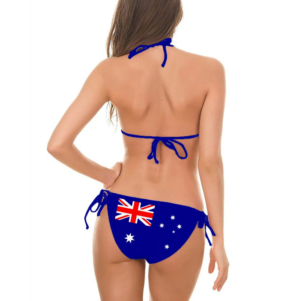 CLOOCL Australia Flag Sexy Bikini Sets Fashion 3D Print Swimsuit Beach Pool Vacation Adjustable Lacing Bikini Suits No Chest Pad