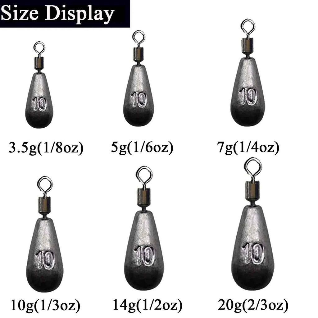 10pcs/lot Fishing Weight Sinker 3.5g 5g 7g 10g 14g 20g Water Drop Weights Fishing Tackle Accessories
