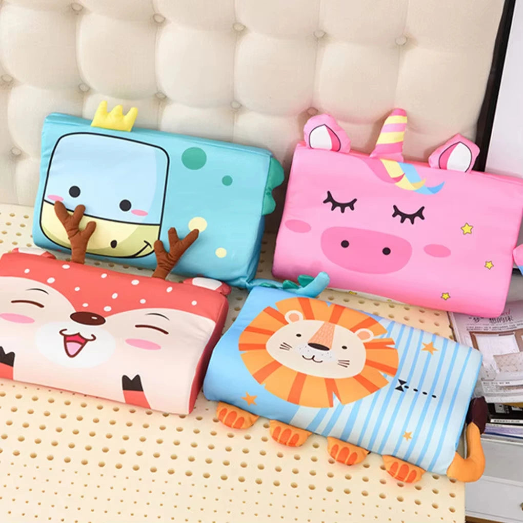 Four Seasons Baby Pillow Toddler Foam Bed Pillow Breathable Slow Rebound Baby Cartoon Neck Nursing Pillow Travel Cushion Bedding