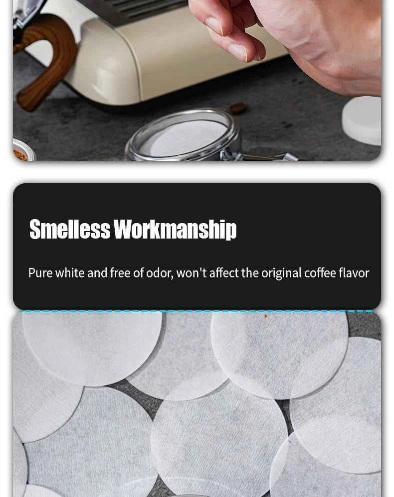 100 Pcs Coffee Paper Filter for Espresso Coffee Maker, 51/53/58mm Unbleached Espresso Filter Puck Screen Portafilter Paper