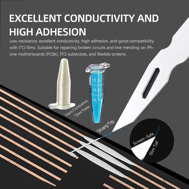 MAANT M100 Conductive Nano Silver Paste Set  for Phone Screen Jump Wire Repair High Conductivity Strong Adhesion