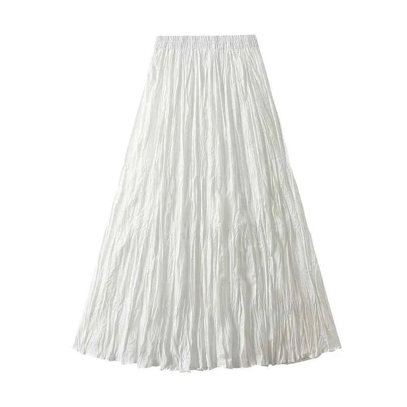 Light Luxury Irregular Slimming Pleated  A-line Skirt for Women High Waist Solid Color Loose Fashion Skirts Casual  Spring New