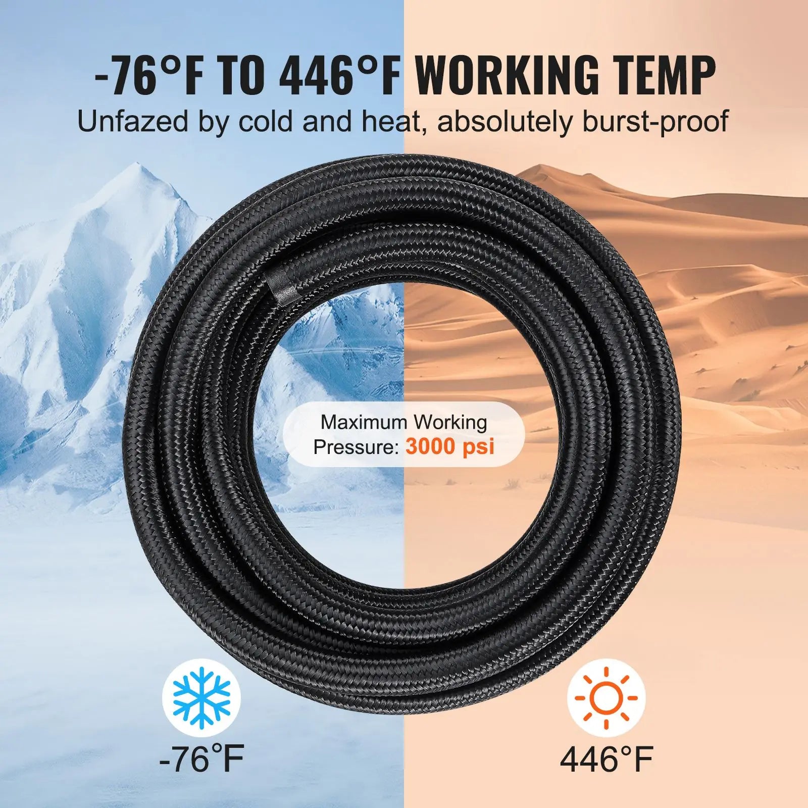 6AN 25 FT Fuel Line Kit with 5/16\" Nylon Stainless Steel Braided PTFE Fuel Hose E85/Oil/Gas/Diesel Fit Air Intake Hoses & Pipes
