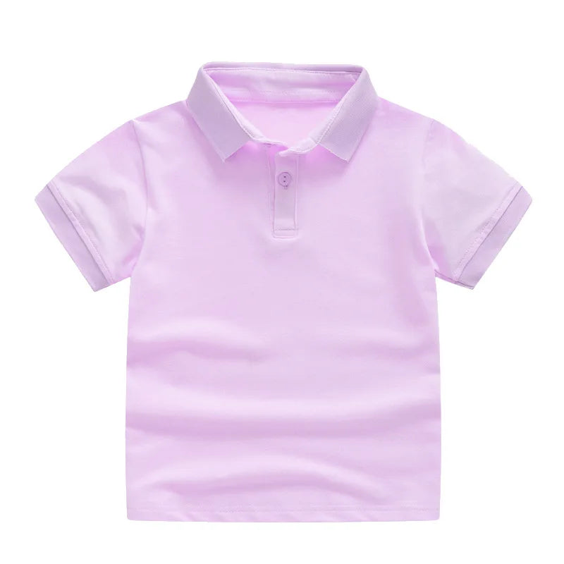 Summer Baby Boys Short Sleeve Solid Polo T-shirt Kids Cotton Clothes Toddler Girls Classical Polos T Shirt Tops School Uniform