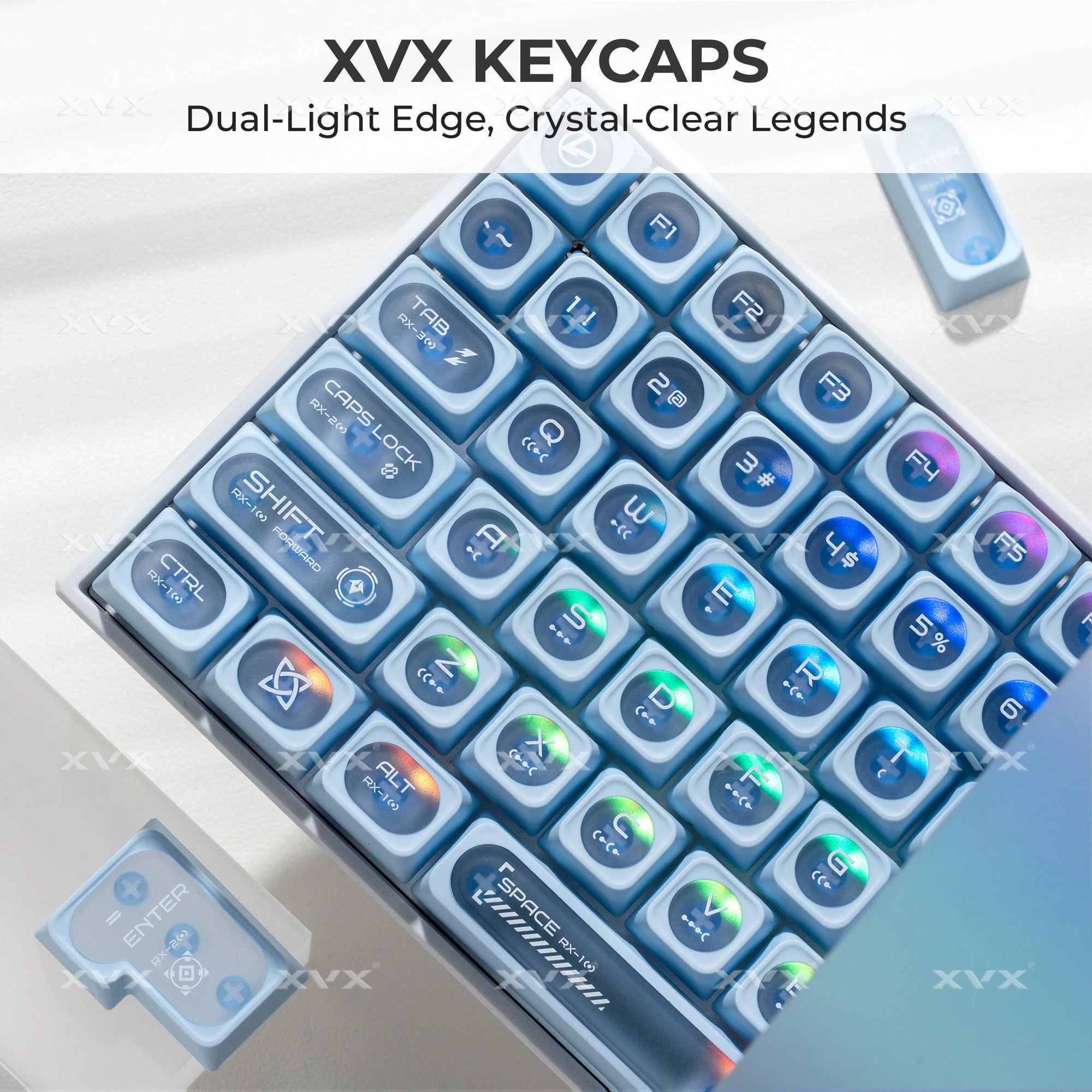XVX White Shine Through Cats eye MAX Profile Dye-Sub PBT Keycap Set 136-Key